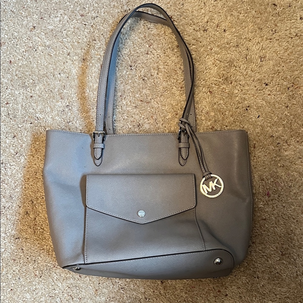 Michael Kors Gray Jet Set Pocket Tote Bag